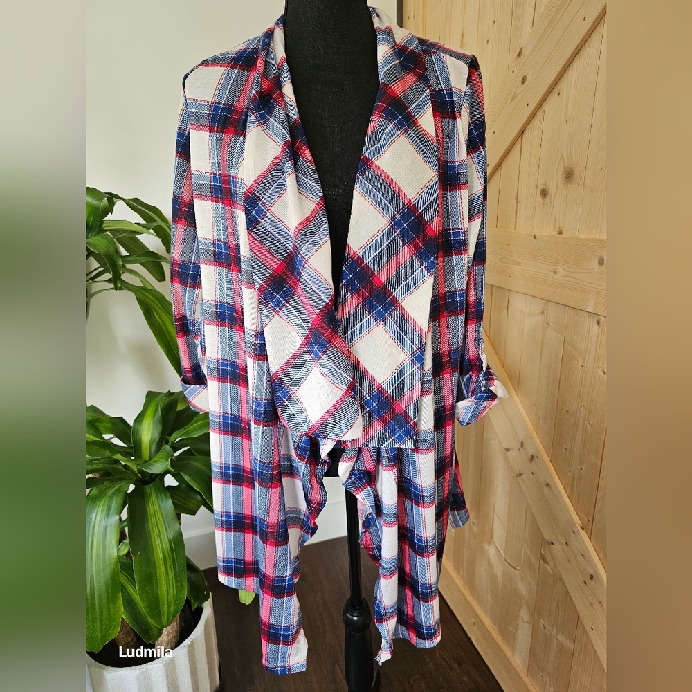 NEW YORK LAUNDRY size L women's‎ plaid open style top